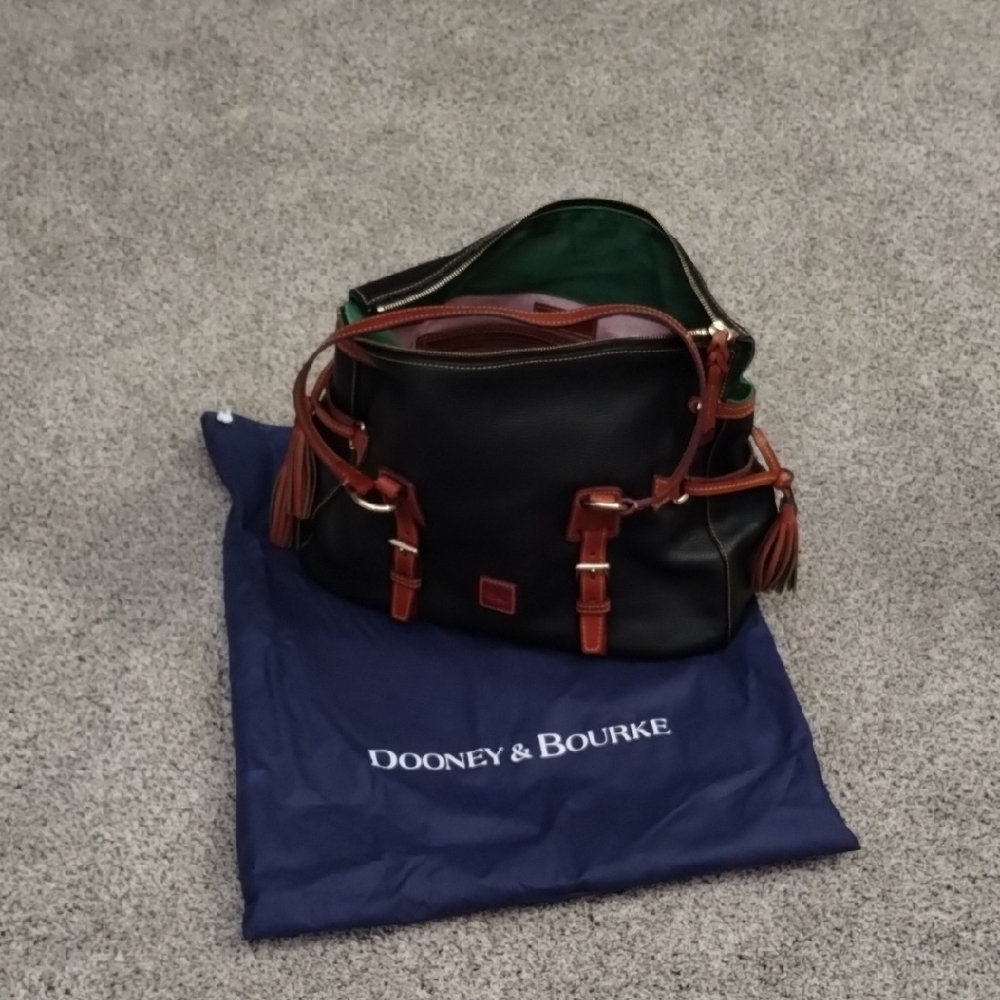 Dooney & Bourke Black Duffel Bag with Brown Trim